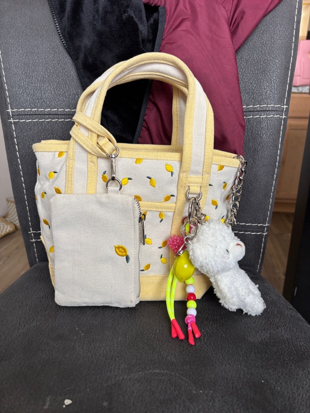 Madden Girl Lemon Butter Yellow Mini Canvas Tote w/ Crossbody Strap